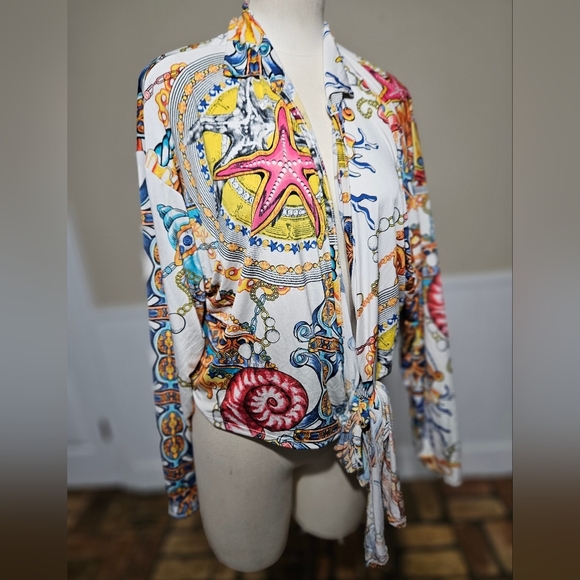 Goodtime USA Starfish Extravaganza Colorful Top, Side Knot, Size 2X - Picture 2 of 6